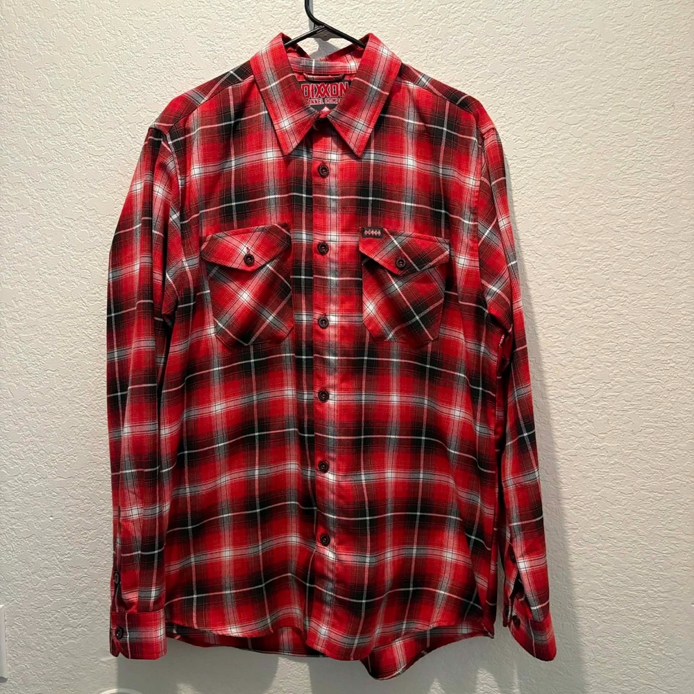 Dixxon Flannel Shirt Mens Large KLOCK WERKS KUSTOM CYCLES Red Snap Motorcycles